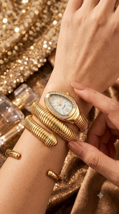 Spiral Bracelet Wrap Watch - Gold/Silver
