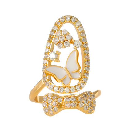 Butterfly Enamel | CZ Nail Rings  - Set of 2