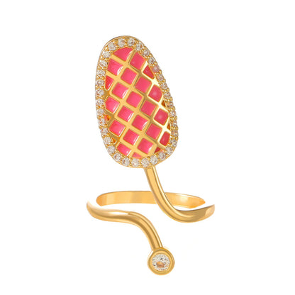 Open CZ Pink Nail Ring Set of 3 (One Size)