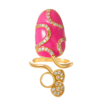 Open CZ Pink Nail Ring Set of 3 (One Size)
