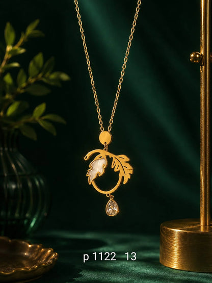 Leaf Drop Pendant Necklace