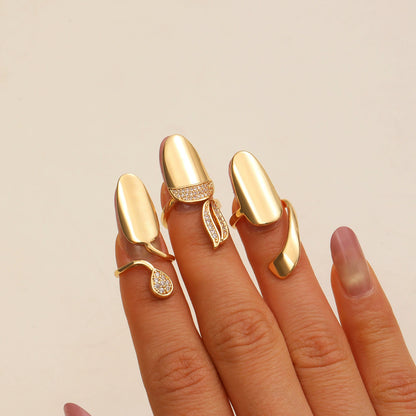 Chrome Elegance Open Nail Ring Set of 3 (One Size)