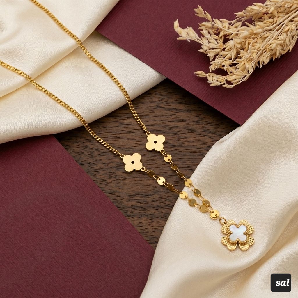 Clover Bloom Gold-Tone Layered Necklace