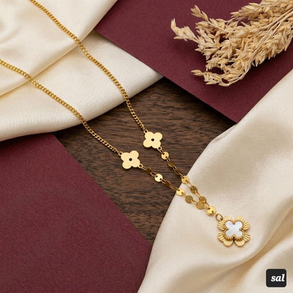 Clover Bloom Gold-Tone Layered Necklace