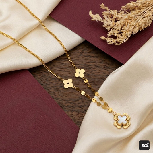 Clover Bloom Gold-Tone Layered Necklace
