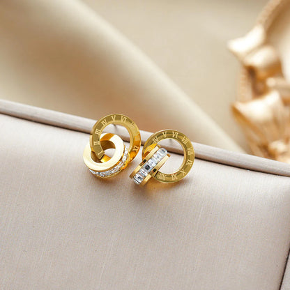 Roman Dial Crystal Hoop Earrings