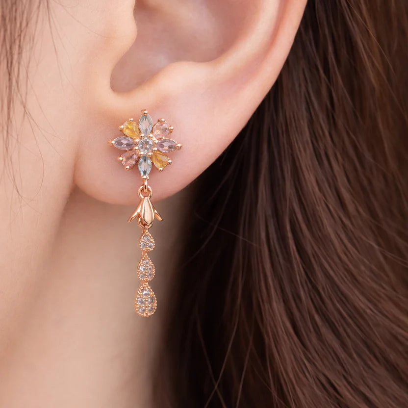 Blush Bloom CZ Dangler Earrings