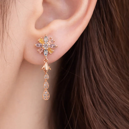 Blush Bloom CZ Dangler Earrings