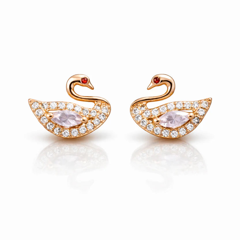 Blush Swan CZ Stud Earrings