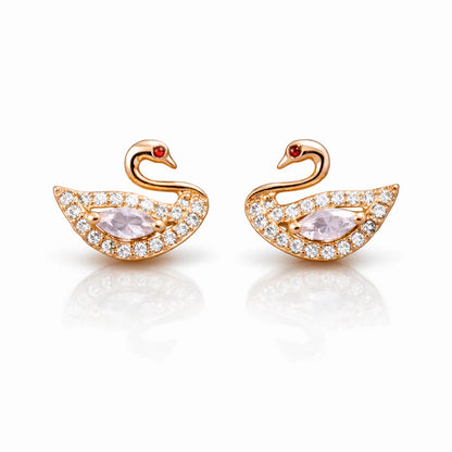 Blush Swan CZ Stud Earrings