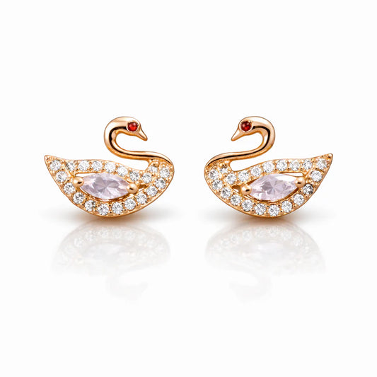 Blush Swan CZ Stud Earrings