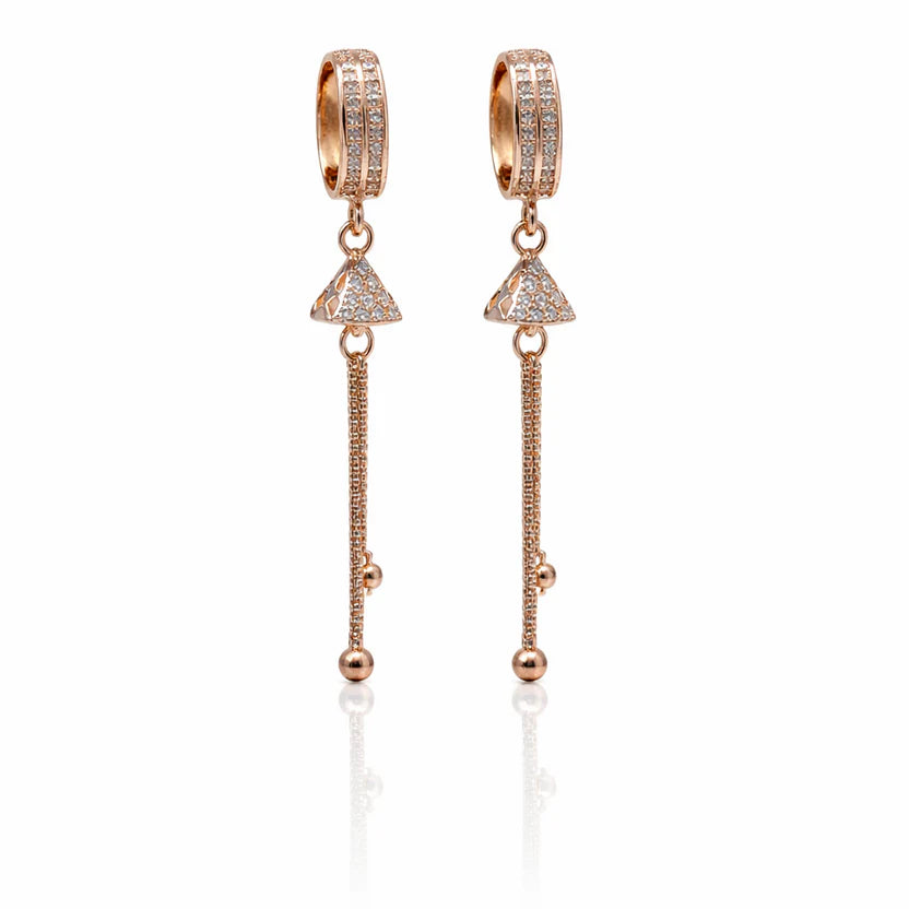 Rose Gold CZ Tassel Drop Earrings