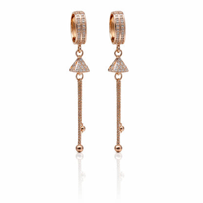 Rose Gold CZ Tassel Drop Earrings