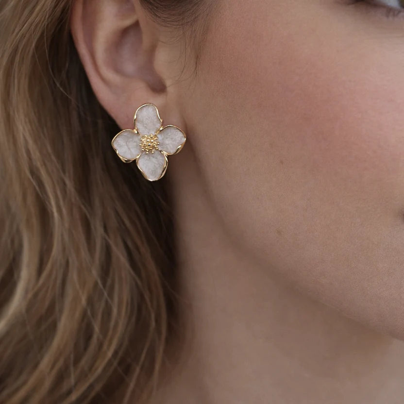 Pair of 3 - Clover, Star & Floral Design Korean Style Ear Stud