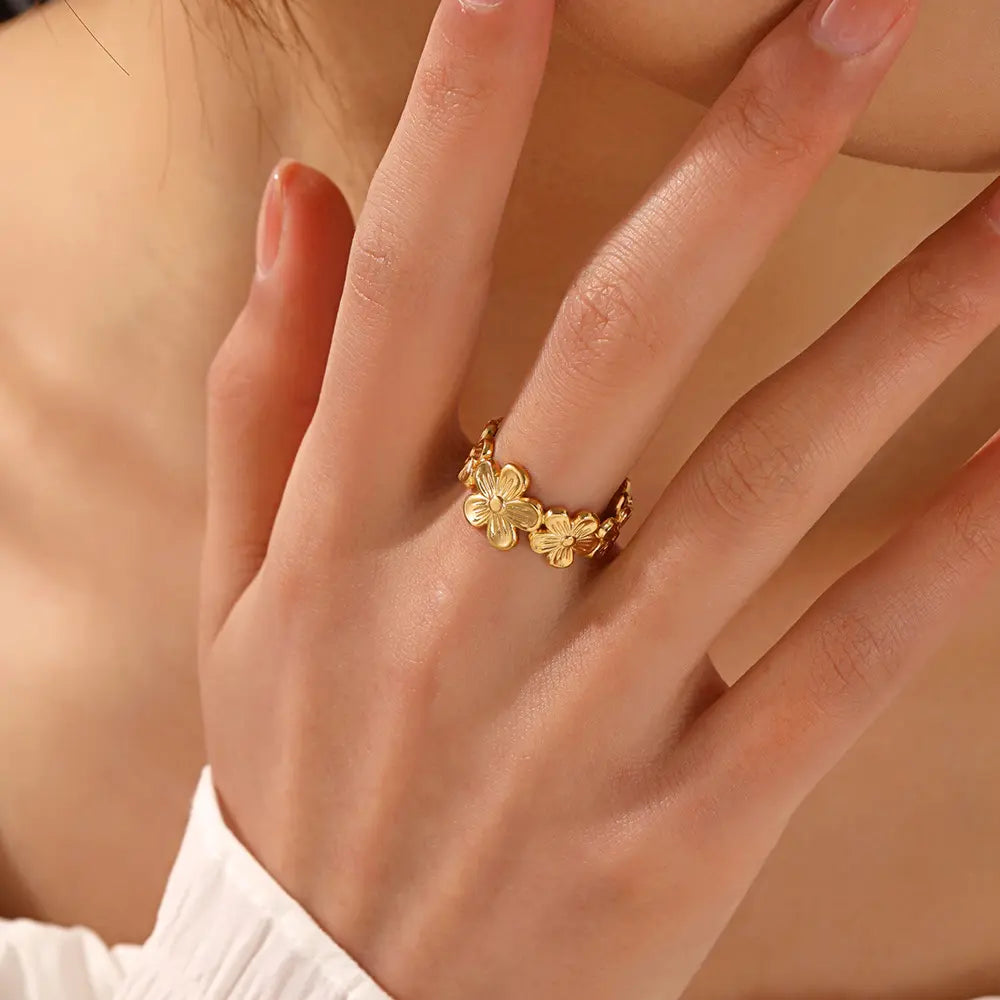 Flower Adjustable Open Rings