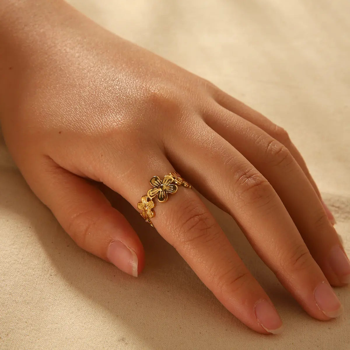 Flower Adjustable Open Rings