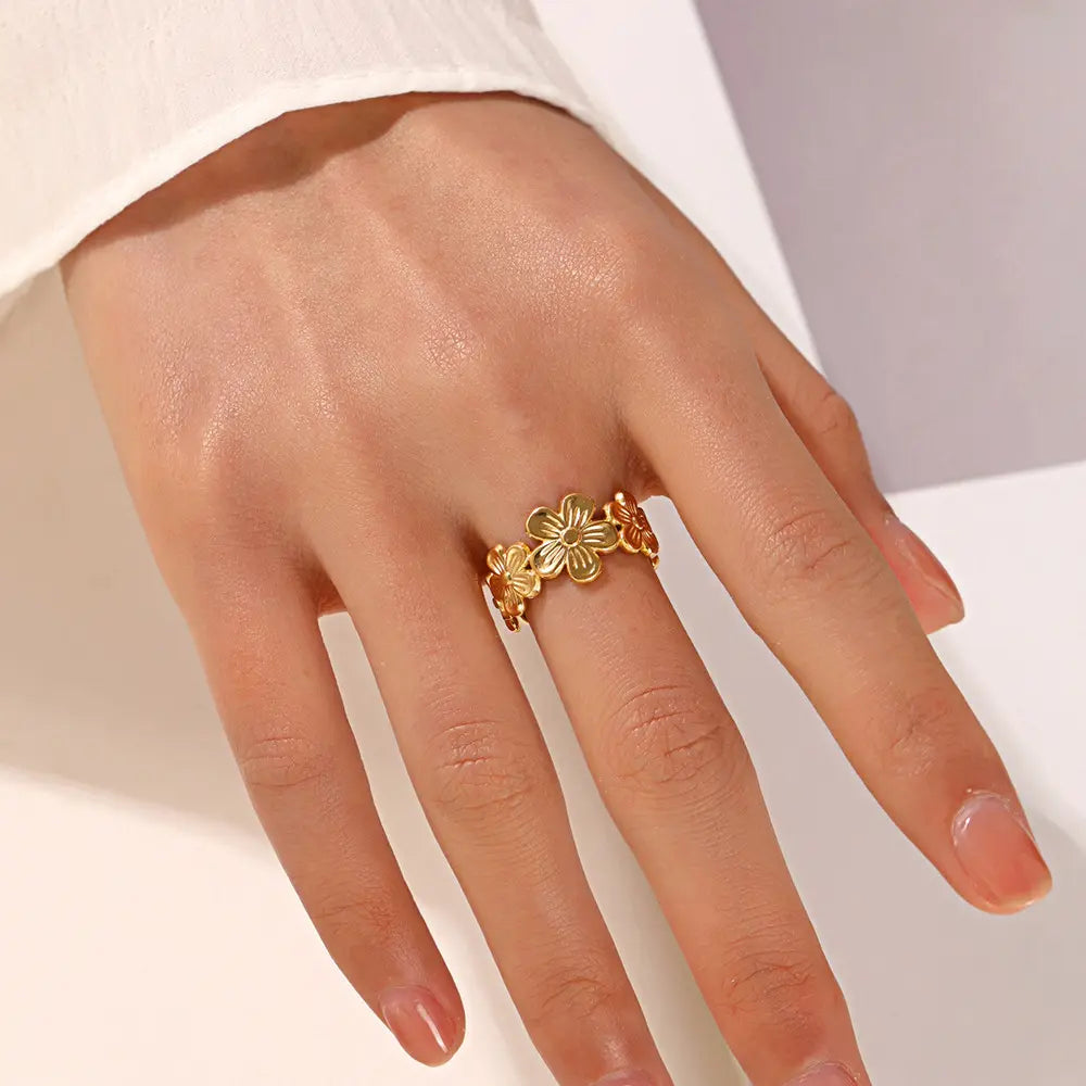 Flower Adjustable Open Rings