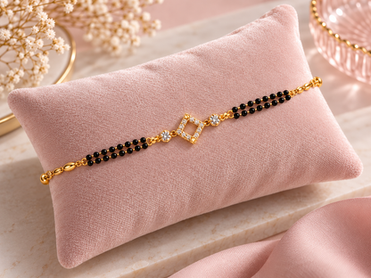 Naira Black Bead Geometric Bracelet