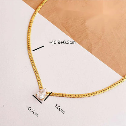 Snake Chain Teardrop Crystal Necklace