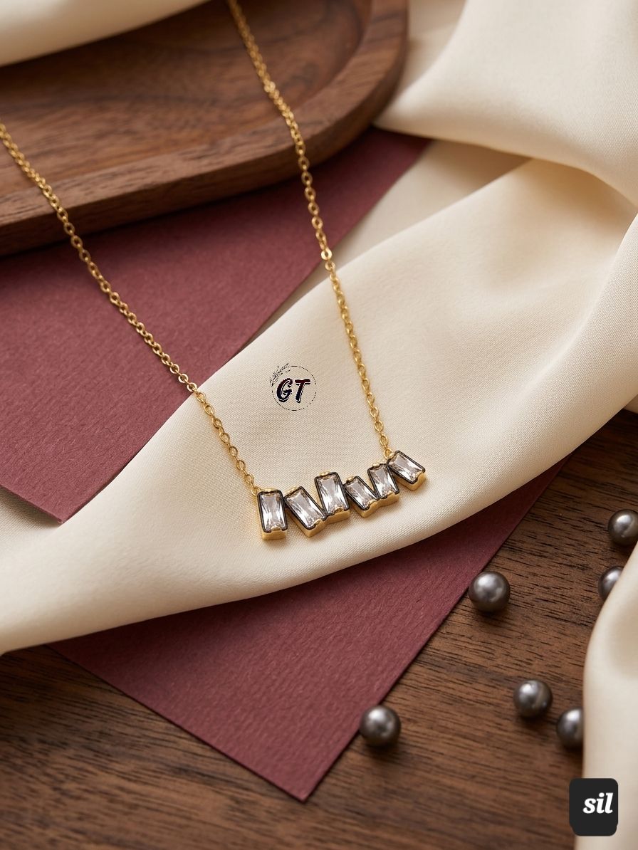 Crystal Bar Link Necklace