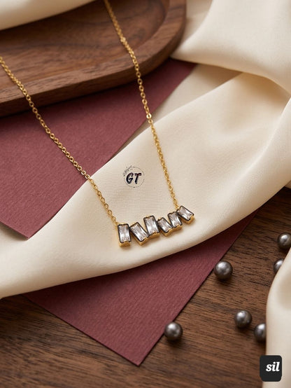 Crystal Bar Link Necklace